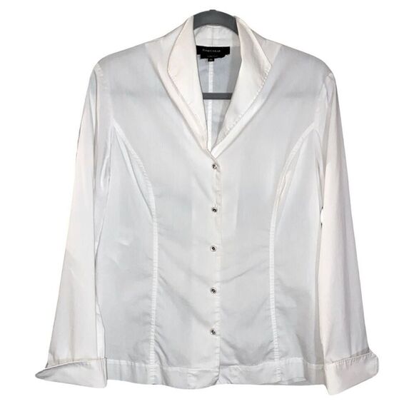 Jones Wear White Button Down Blouse Cotton Blend Stretch Size 10 - Picture 1 of 6